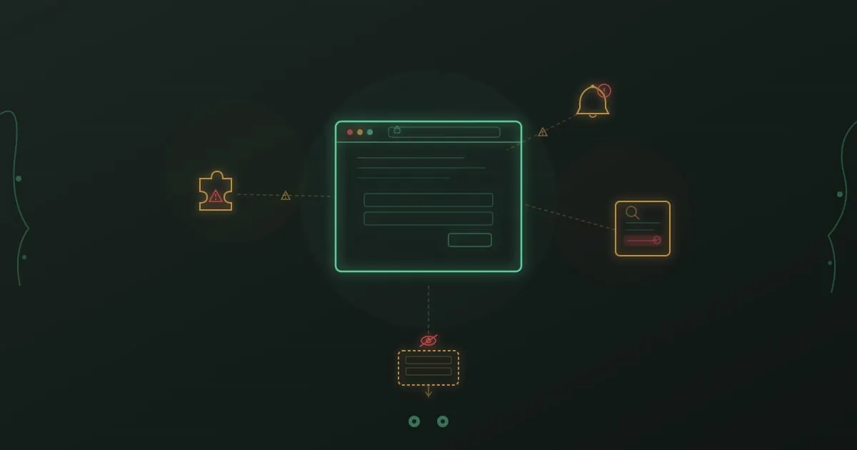 Browser security training - browser window with protective shield against web-based cyber threats