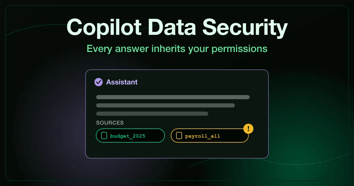 Безпека даних у Copilot: картка відповіді ШІ-асистента, серед джерел якої є надмірно відкритий файл із зарплатами, позначений бурштиновим