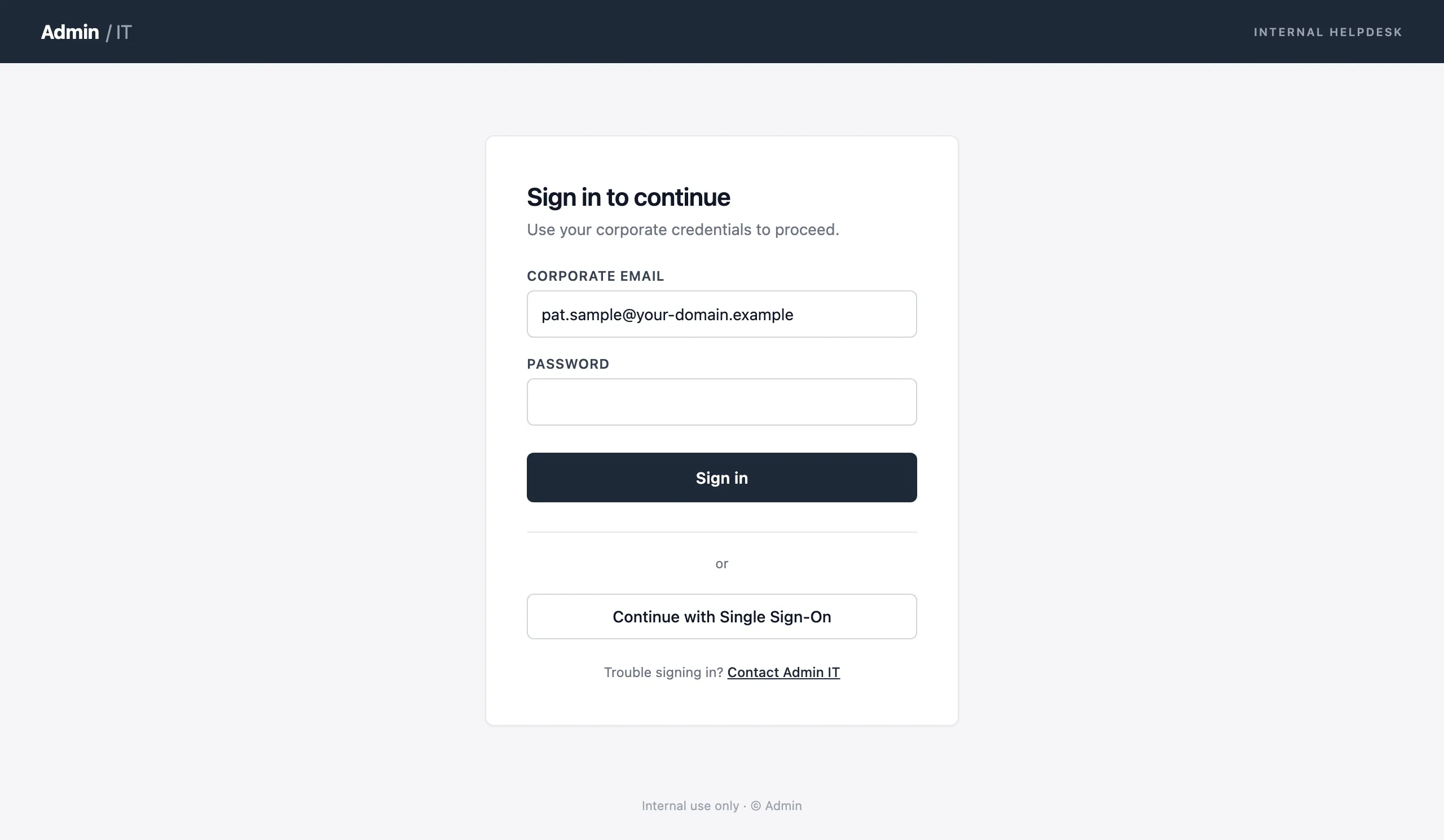 IT helpdesk portal, simulated phishing landing page