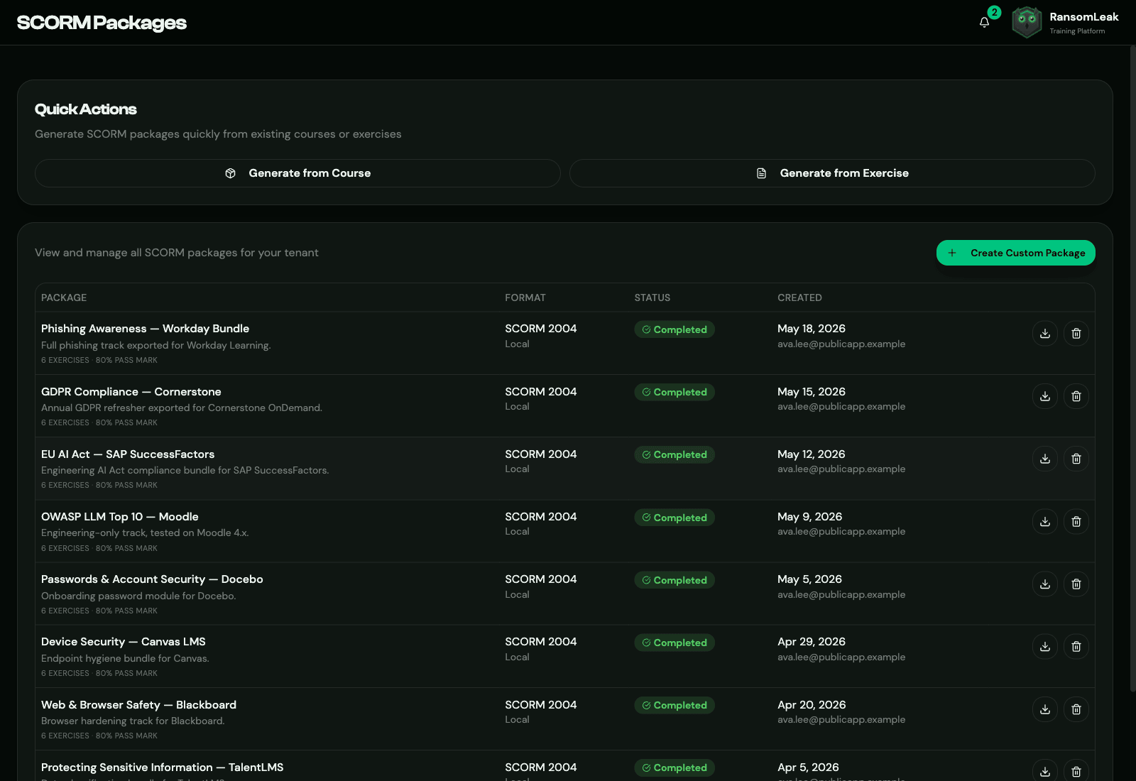 Full SCORM Compliance