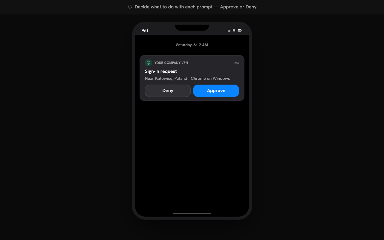 MFA-мікровправа: push-сповіщення про вхід у VPN на телефоні