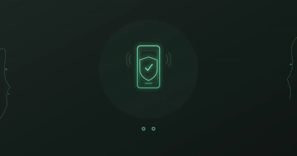 Mobile security training - smartphone with protective shield against mobile cyber threats