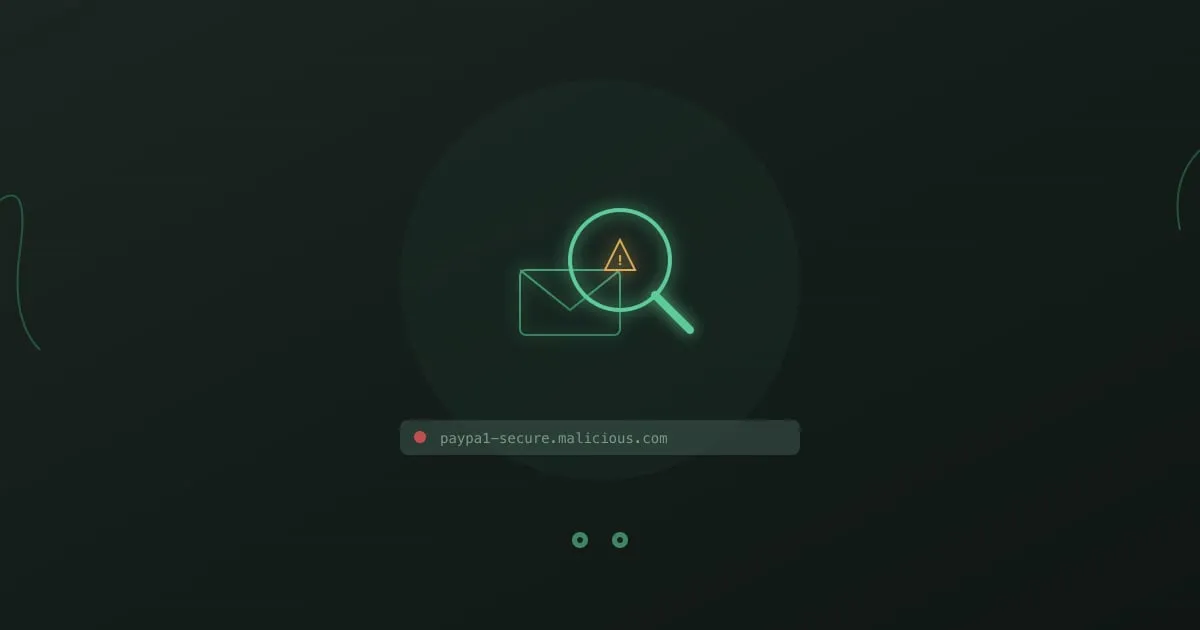 Phishing detection - magnifying glass over email revealing fraud